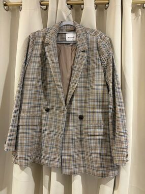 Madewell Plaid Jacket in Tan, Blue & Black